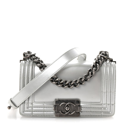 Chanel Iridescent Glazed Calfskin Small Boy Flap Silver 1 of 11