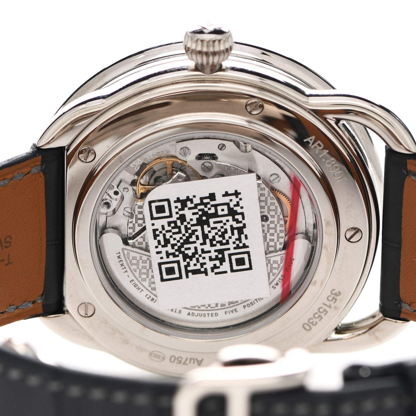 18K White Gold Alligator Blue Mother of Pearl 43mm Arceau L'Heure De La Lune Moon Phase Automatic Watch Graphite