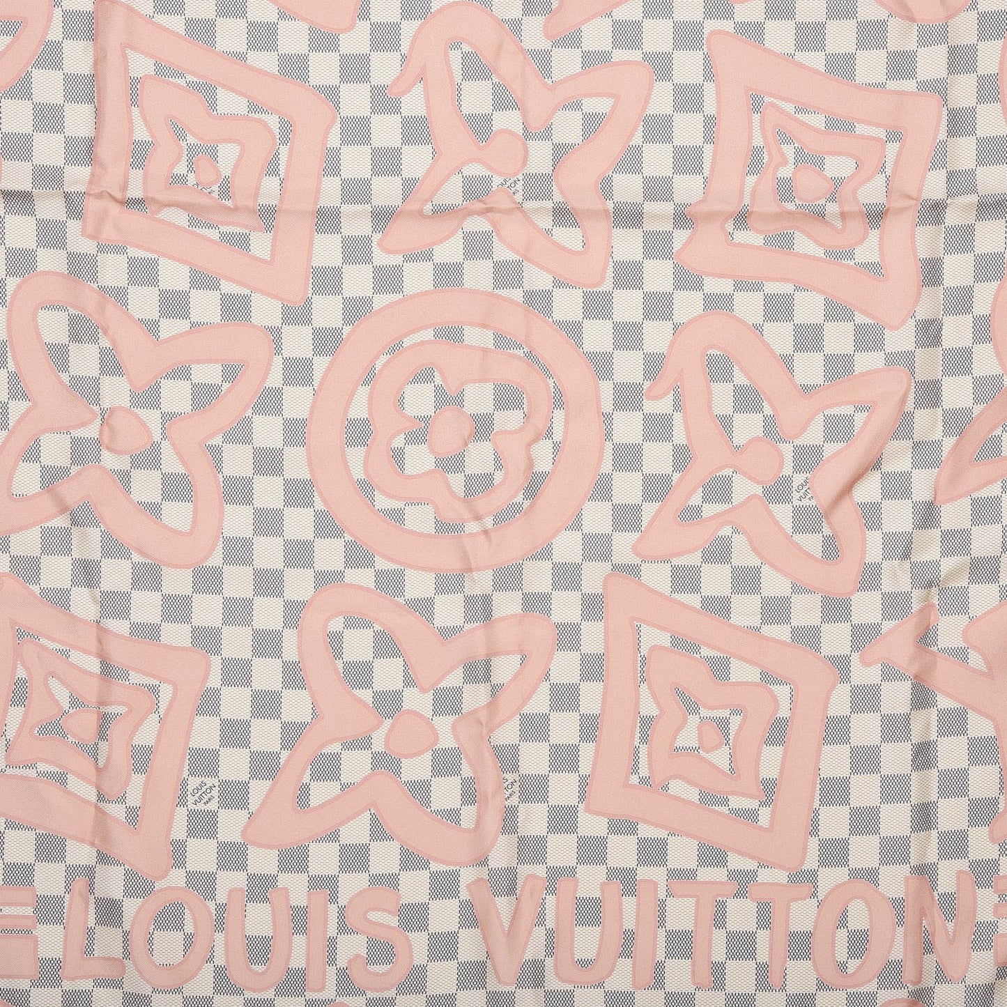 Silk Damier Azur Tahitienne Square Scarf