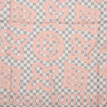Louis Vuitton Silk Damier Azur Tahitienne Square Scarf 4 of 6