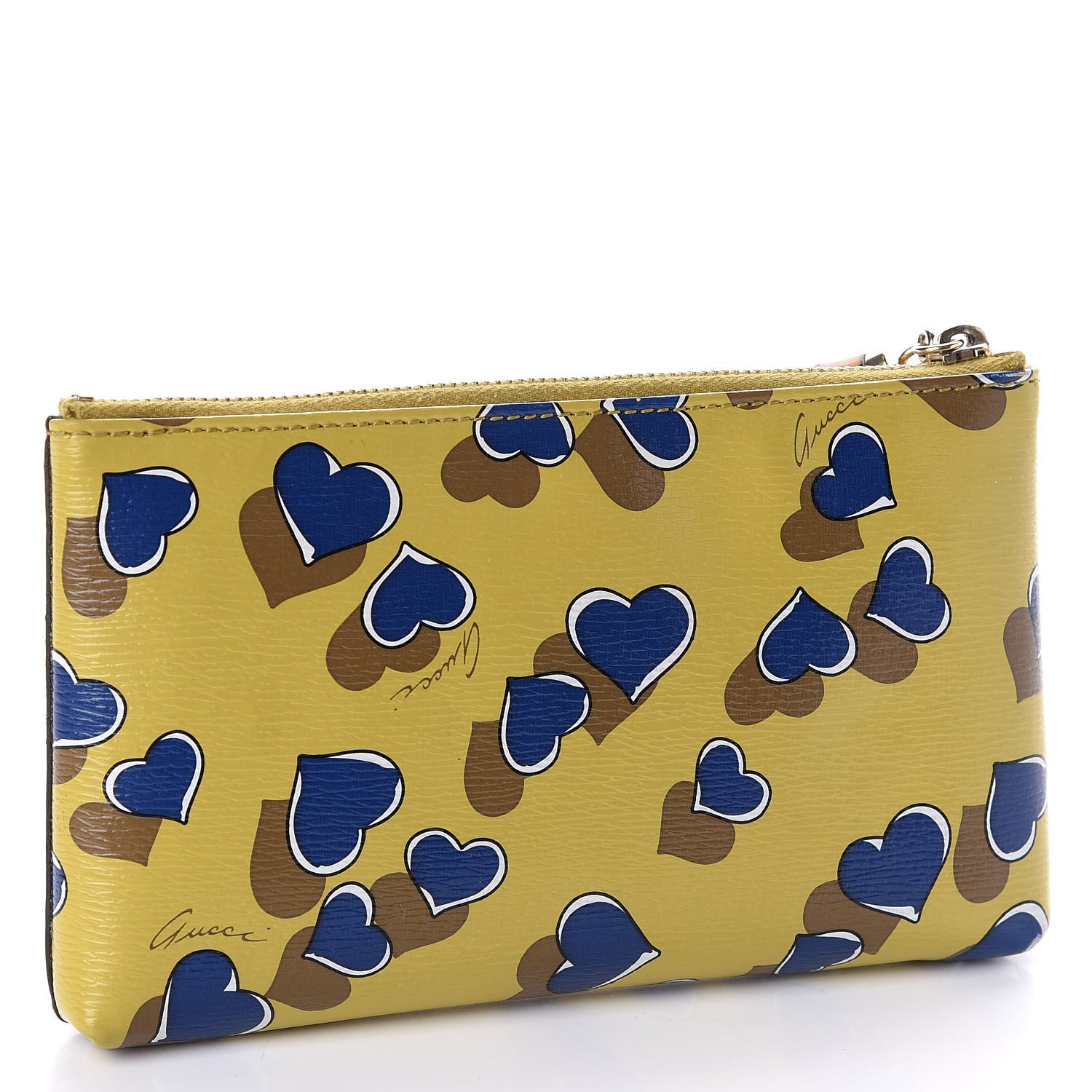 Gucci Calfskin Heartbeat Print Small Pouch Yellow 3 of 9