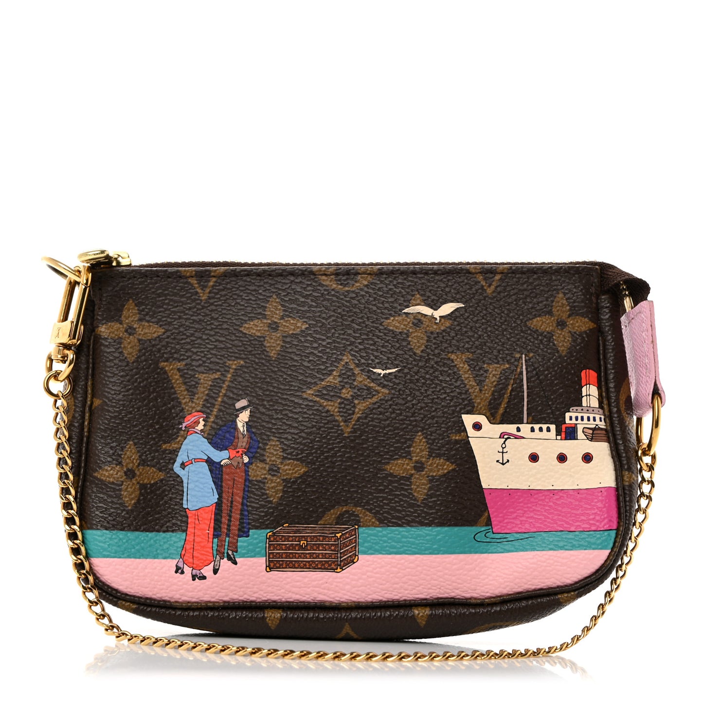 Monogram 2016 Christmas Animation Mini Pochette Accessories Rose Ballerine