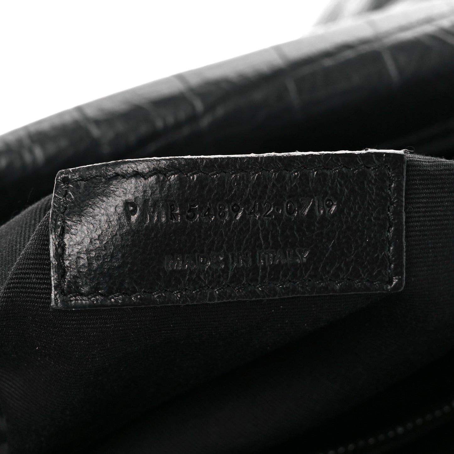 Crocodile Embossed Lambskin Monogram Medium Niki Chain Satchel Black
