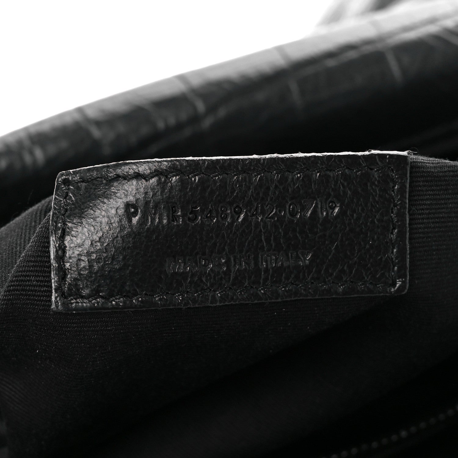 Saint Laurent Crocodile Embossed Lambskin Monogram Medium Niki Chain Satchel Black 6 of 9