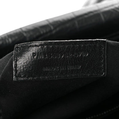 Saint Laurent Crocodile Embossed Lambskin Monogram Medium Niki Chain Satchel Black 6 of 9