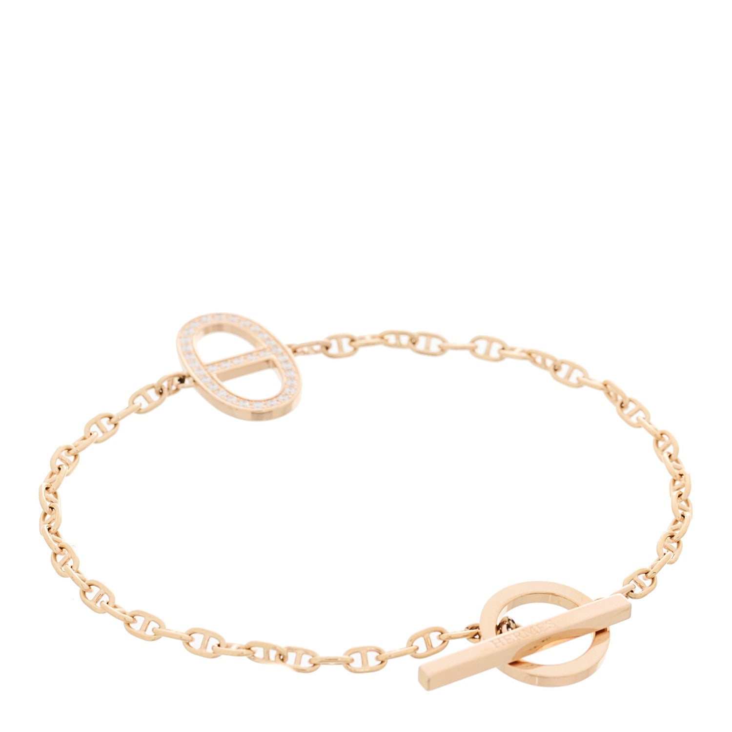 Hermes 18K Rose Gold Diamond Chaine d'Ancre Contour Bracelet SH 3 of 6