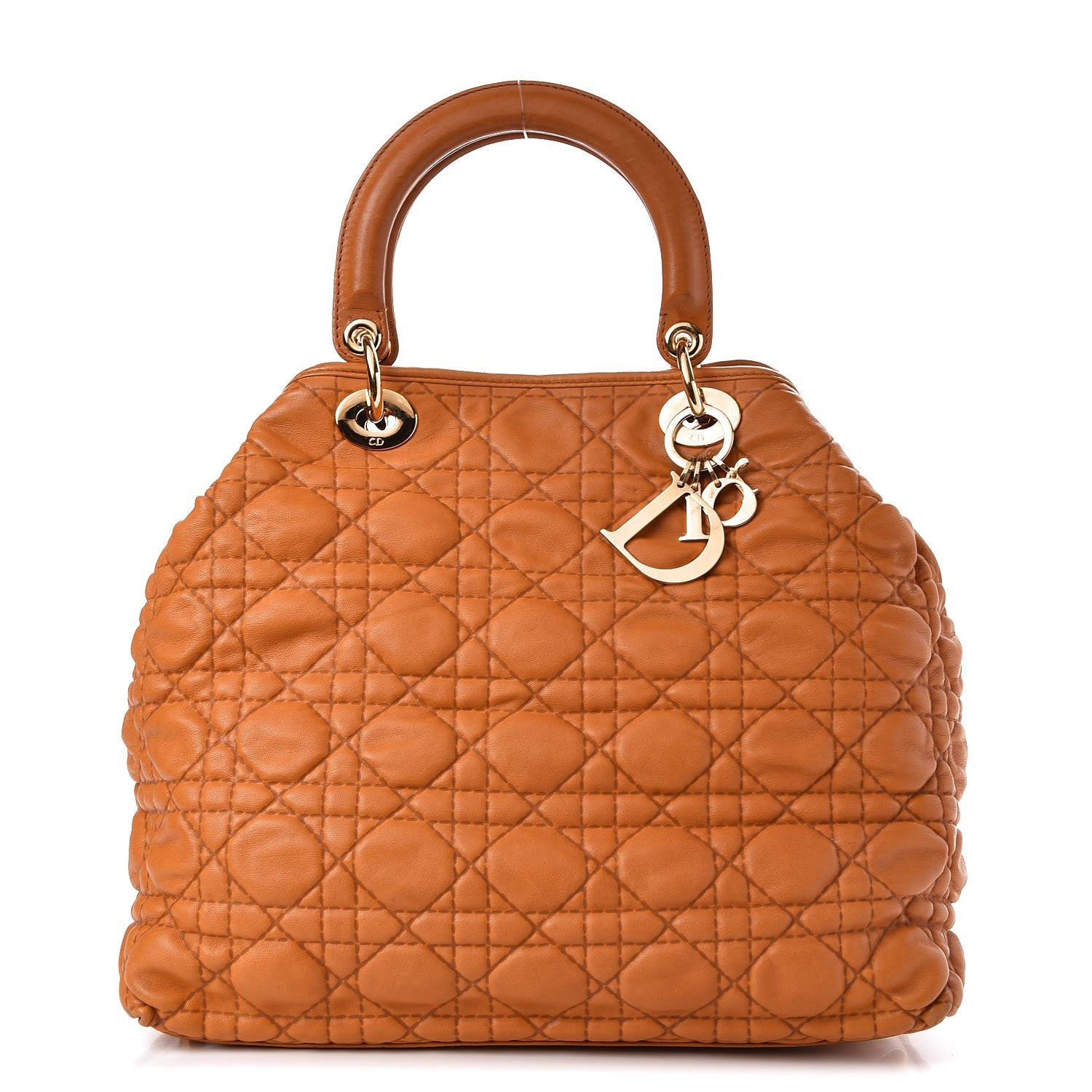 Christian Dior Lambskin Cannage Soft Lady Dior Shopping Tote Orange 1 of 20