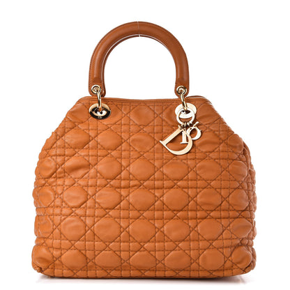 Christian Dior Lambskin Cannage Soft Lady Dior Shopping Tote Orange 1 of 20
