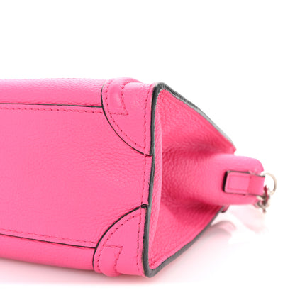 Celine Drummed Calfskin Nano Luggage Fuchsia 9 of 9