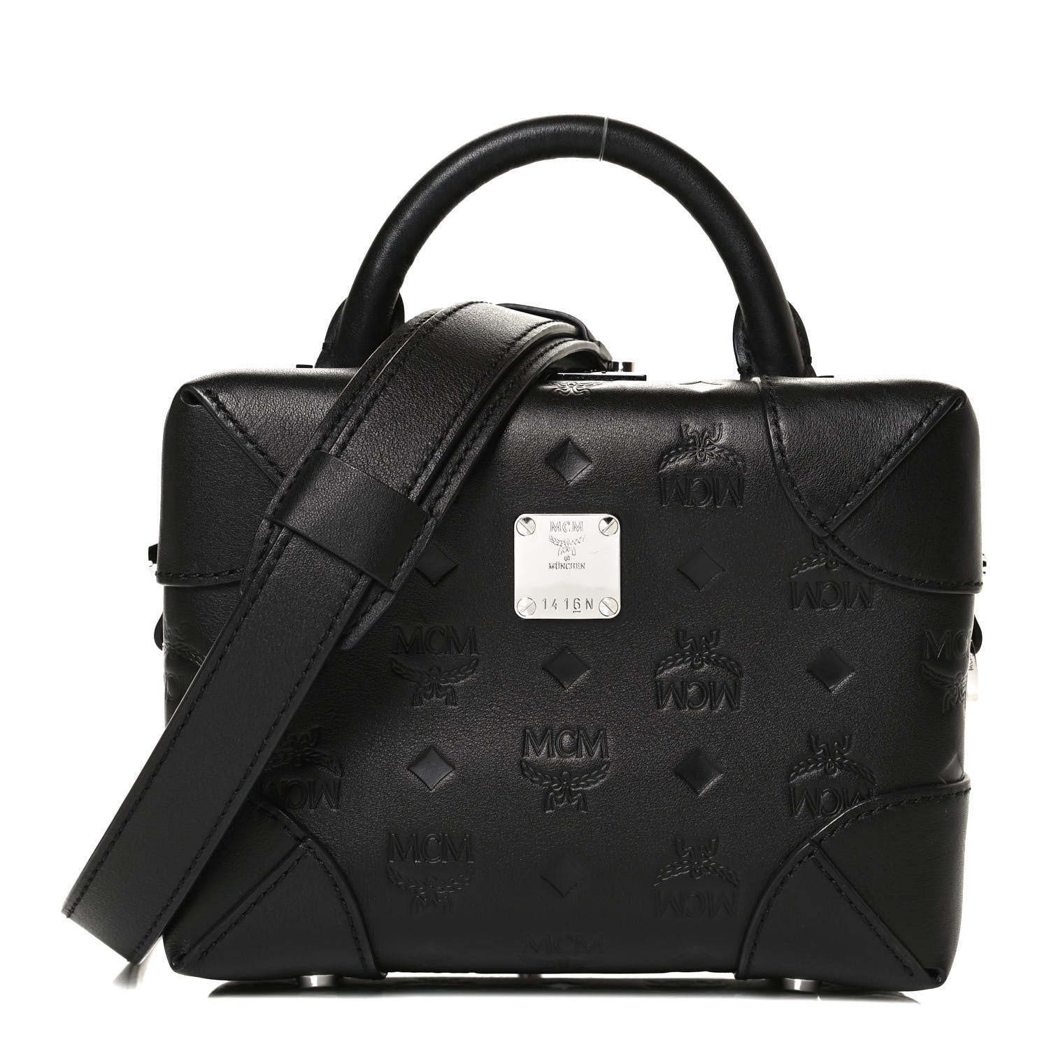 MCM Calfskin Ottomar Monogram Small Berlin Crossbody Black 1 of 11