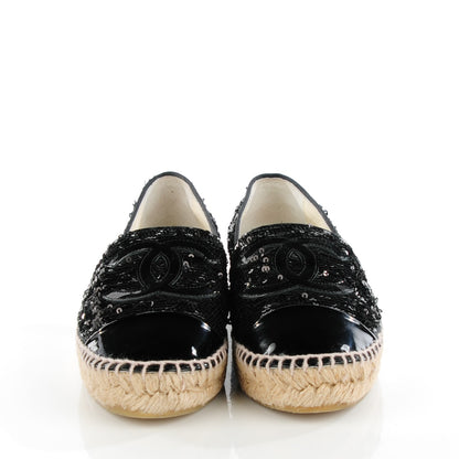 Chanel Patent Sequin CC Espadrilles 37 Black 3 of 10