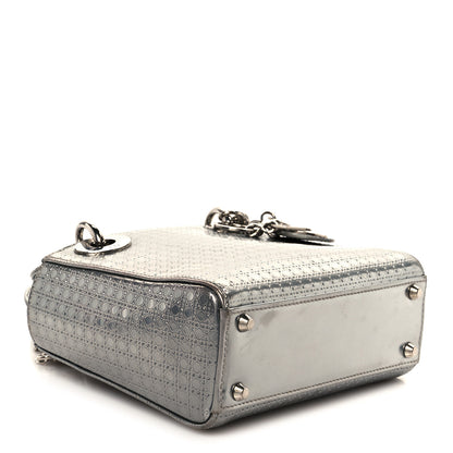 Christian Dior Metallic Patent Micro-Cannage Mini Lady Dior Silver 4 of 10