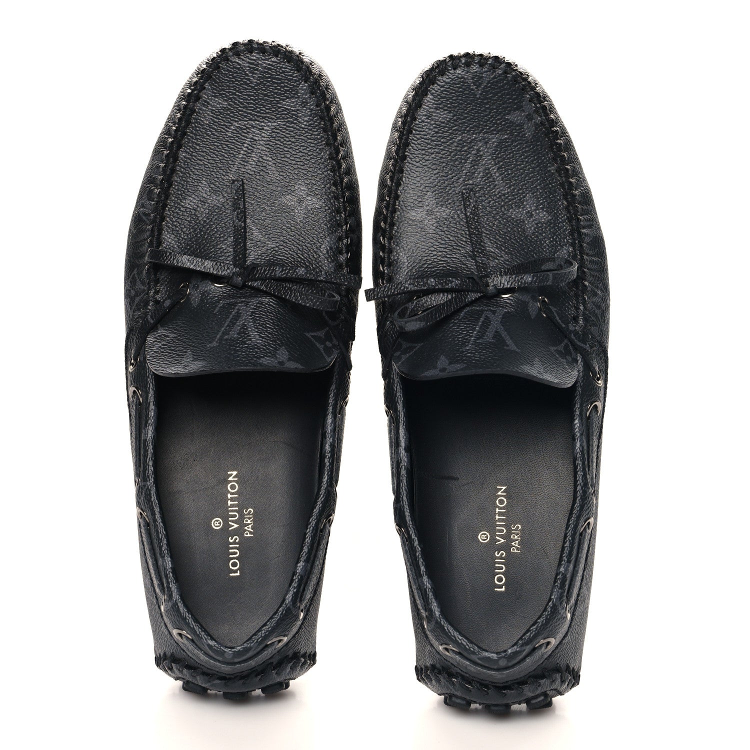 Louis Vuitton Monogram Eclipse Mens Arizona Car Shoe Moccasin Loafers 6 2 of 8