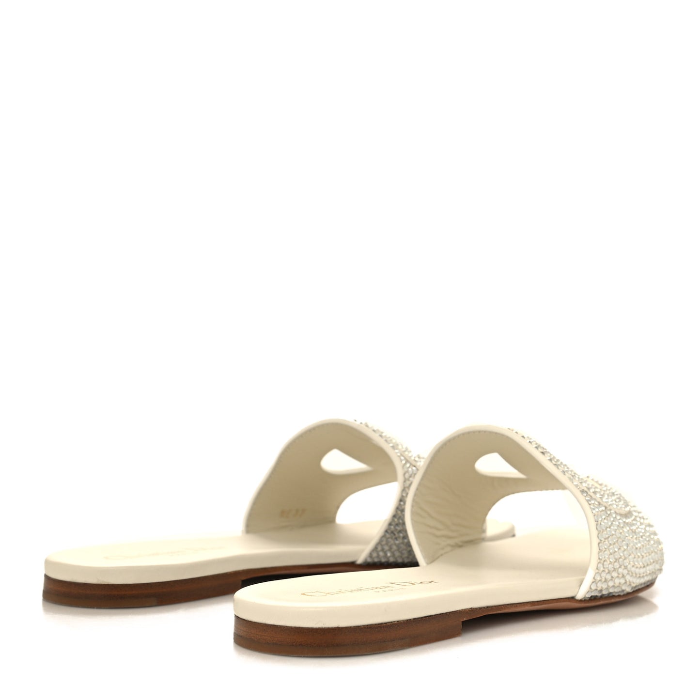 Crystal Calfskin D-Club Mule Sandal 37 White