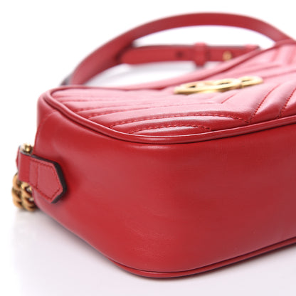 Gucci Calfskin Matelasse Small GG Marmont Chain Shoulder Bag Hibiscus Red 8 of 10