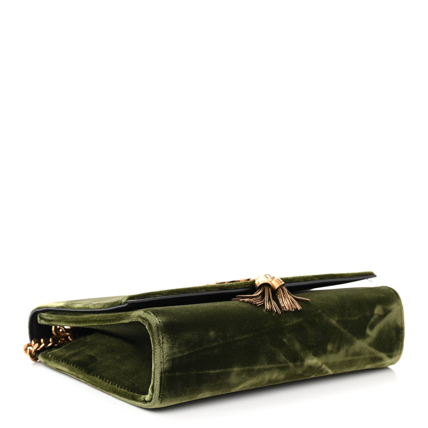 Saint Laurent Velvet Monogram Small Kate Double Tassel Shoulder Bag Loden 4 of 11