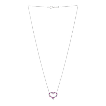 Tiffany Platinum Diamond Pink Sapphire Heart Pendant Necklace 3 of 5