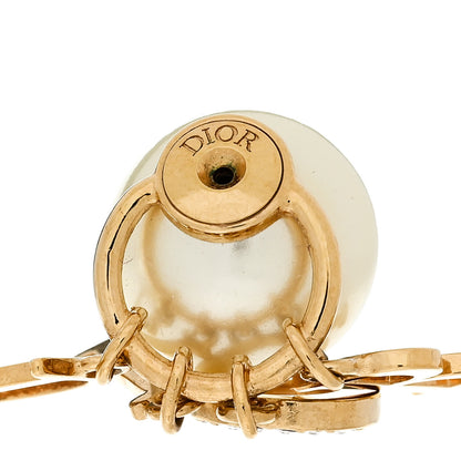 Christian Dior Pearl Crystal Tribal Logo Charms Earrings Gold 4 of 4
