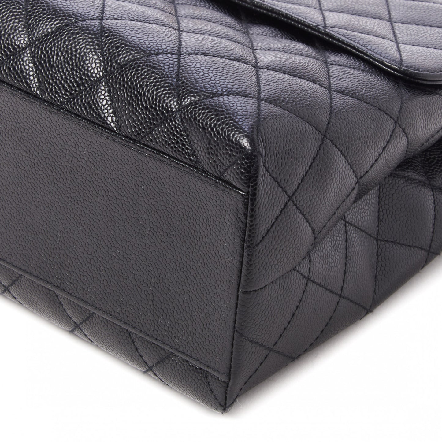 Caviar Quilted Jumbo Kelly Flap Black