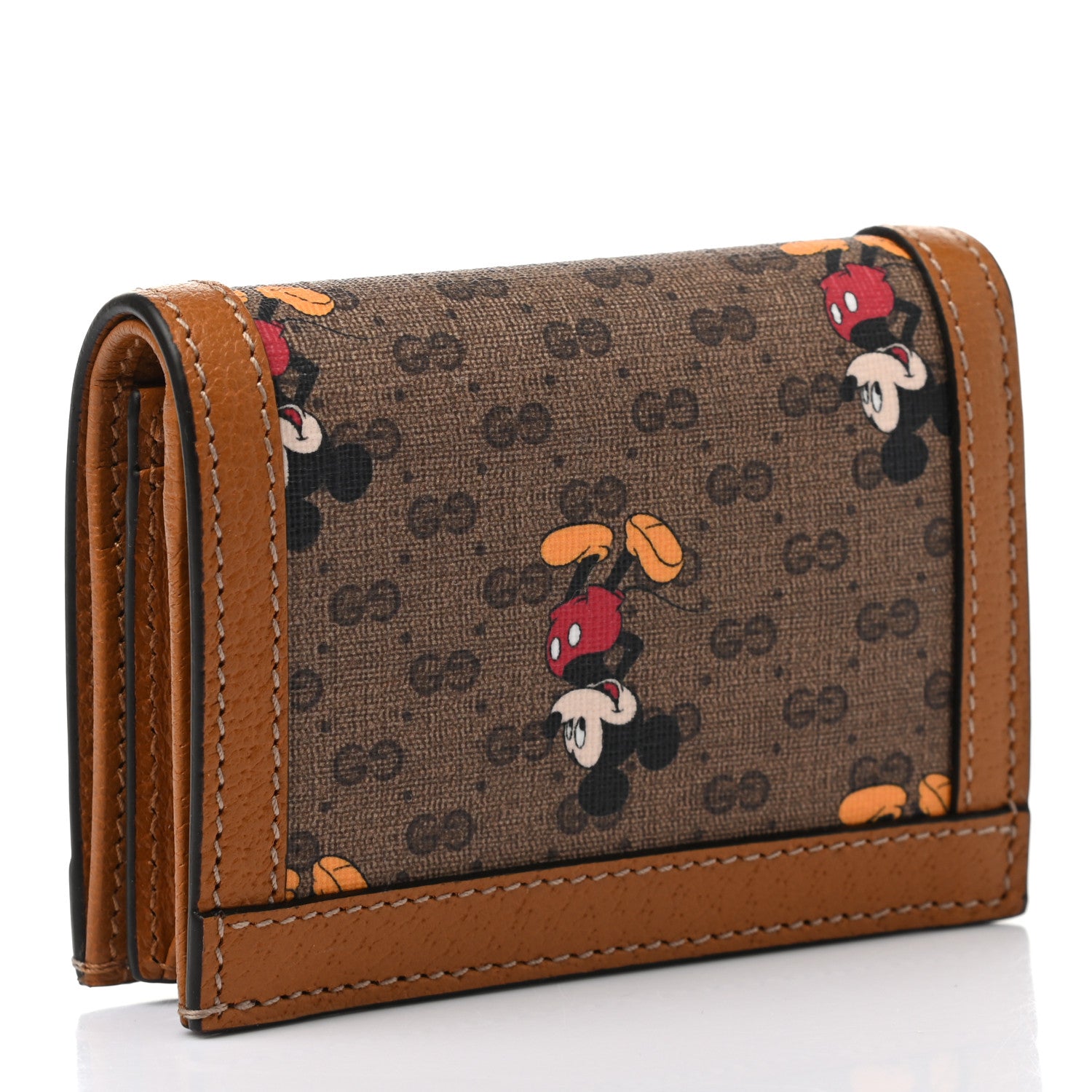 Gucci X DISNEY Mini Vintage GG Supreme Monogram Mickey Mouse Card Holder Wallet Beige Vintage Sun Oil 3 of 7