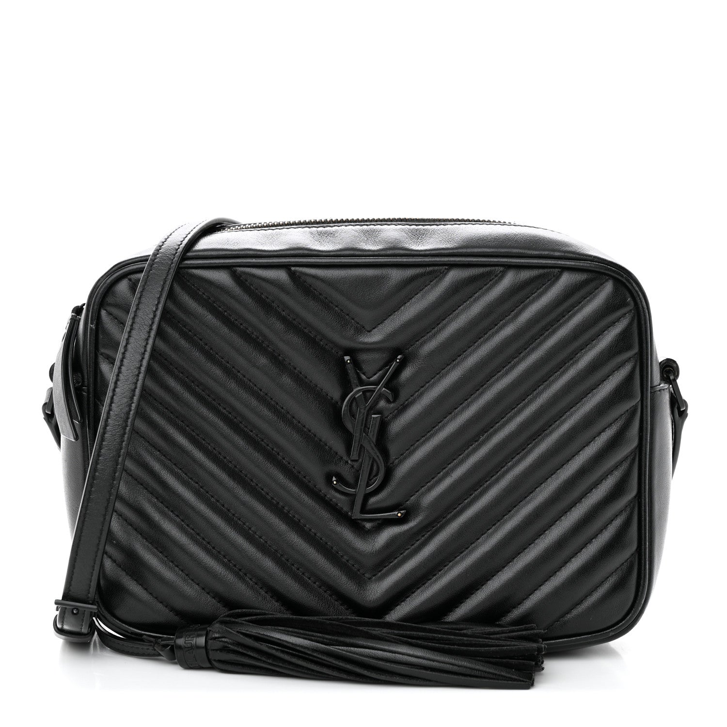 Saint Laurent Calfskin Matelasse Monogram Monochrome Lou Camera Bag Black 1 of 14