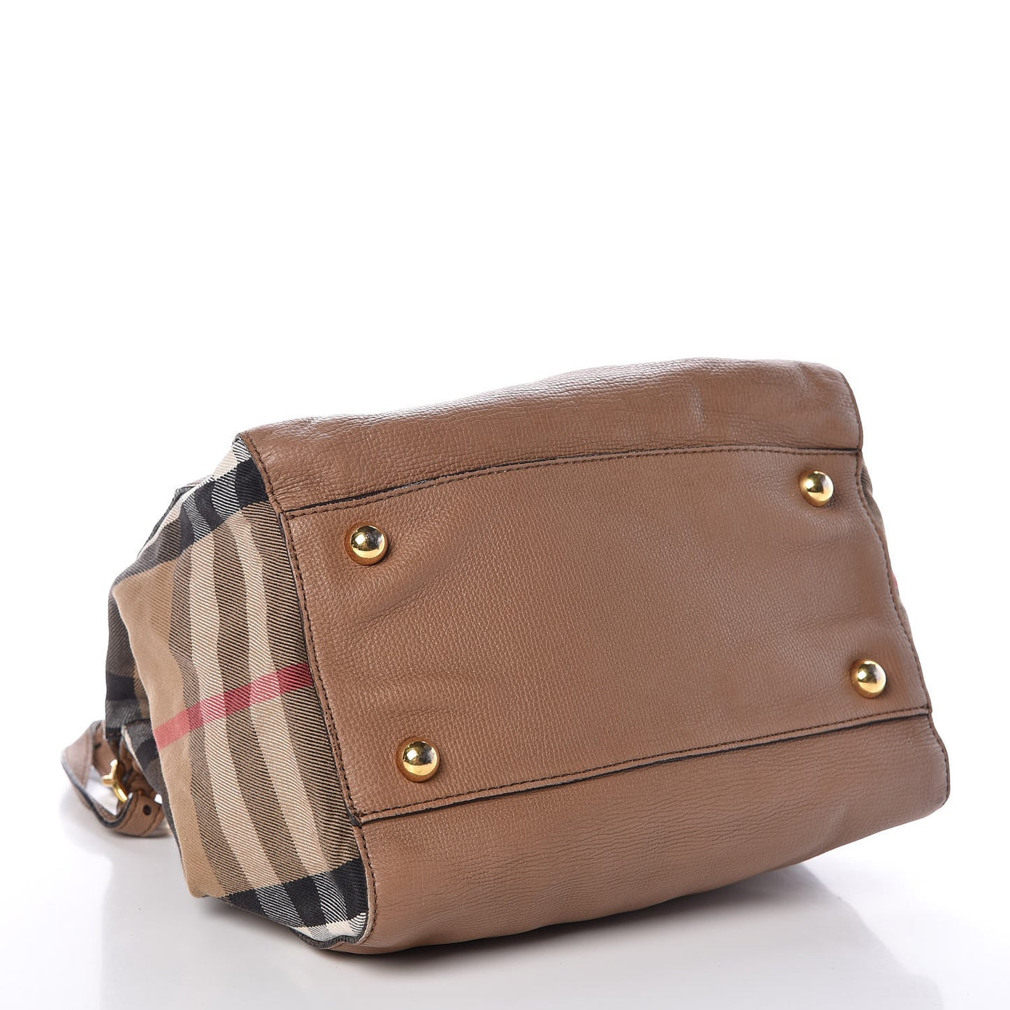 Grainy Calfskin House Check Small Canterbury Tote Tan