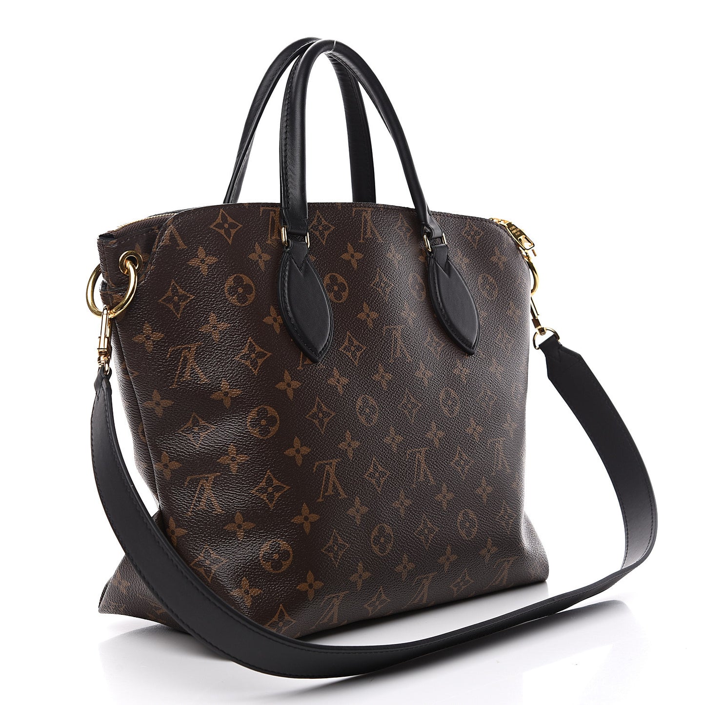 Monogram Flower Zipped Tote MM Black