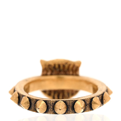 Gucci Feline Head Ring 50 5.5 Aged Gold 2 of 6