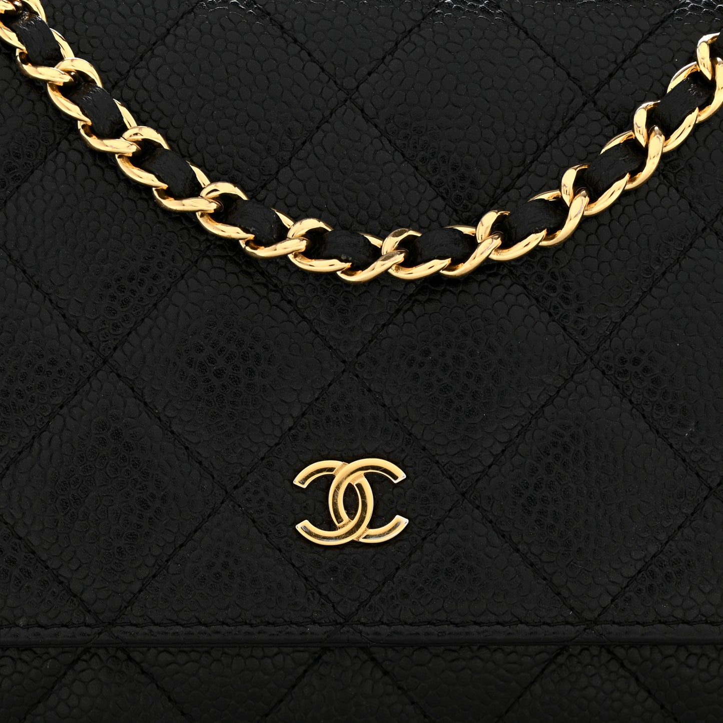 Caviar Quilted Wallet On Chain WOC Black