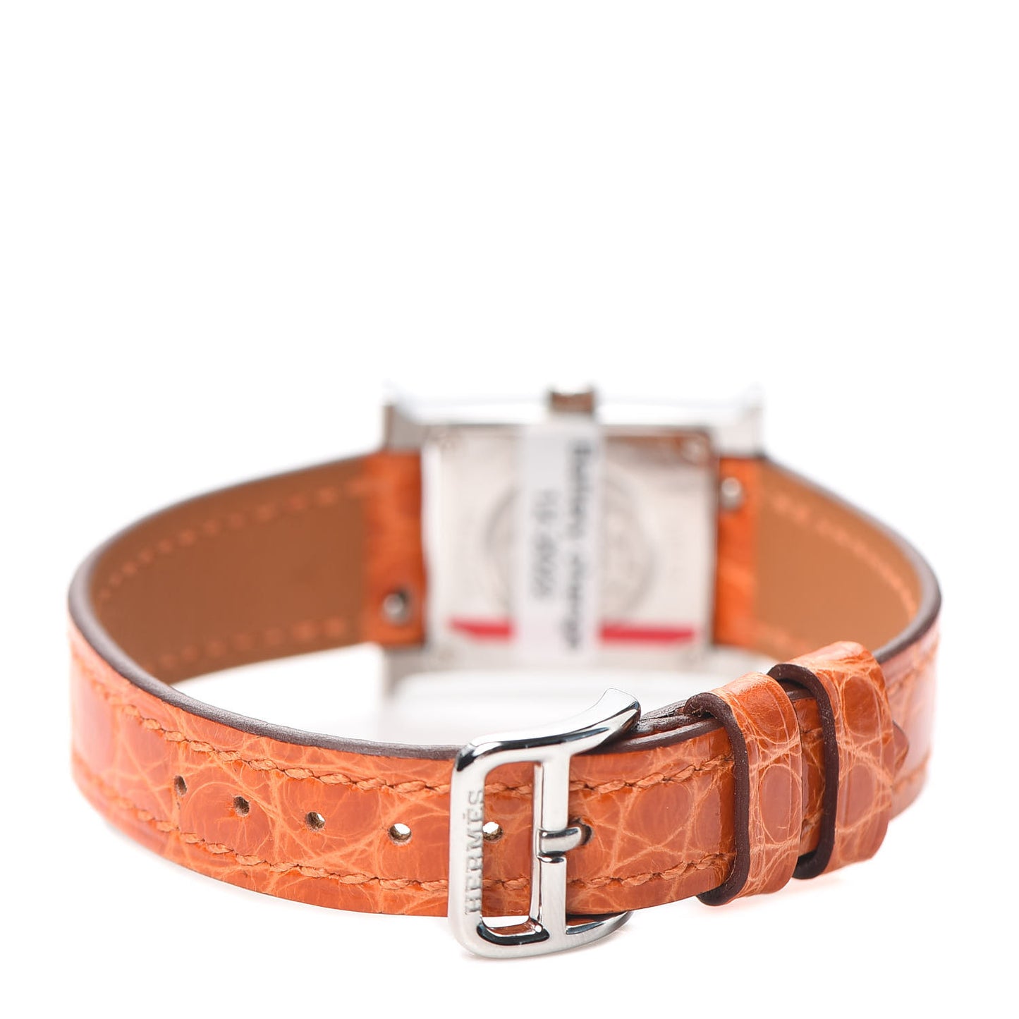 Stainless Steel Alligator Diamond Bezel Mother of Pearl 17.2mm Heure H Hour Quartz Watch Orange