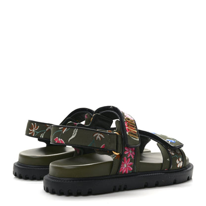 Christian Dior CHRISTIAN DIOR Technical Fabric Petites Fleurs Print Dioract Sandals 37.5 Kaki 4 of 7