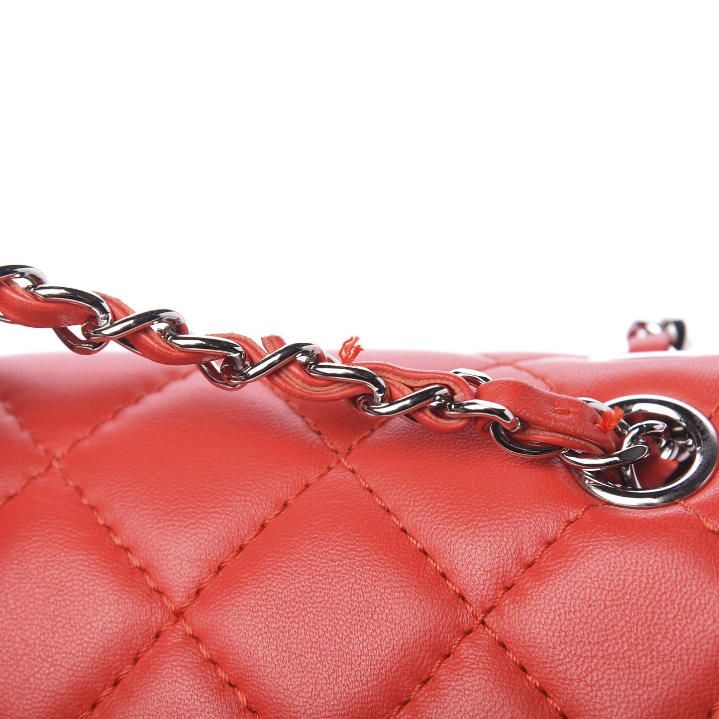 Lambskin Quilted Large Geometric Flap Red