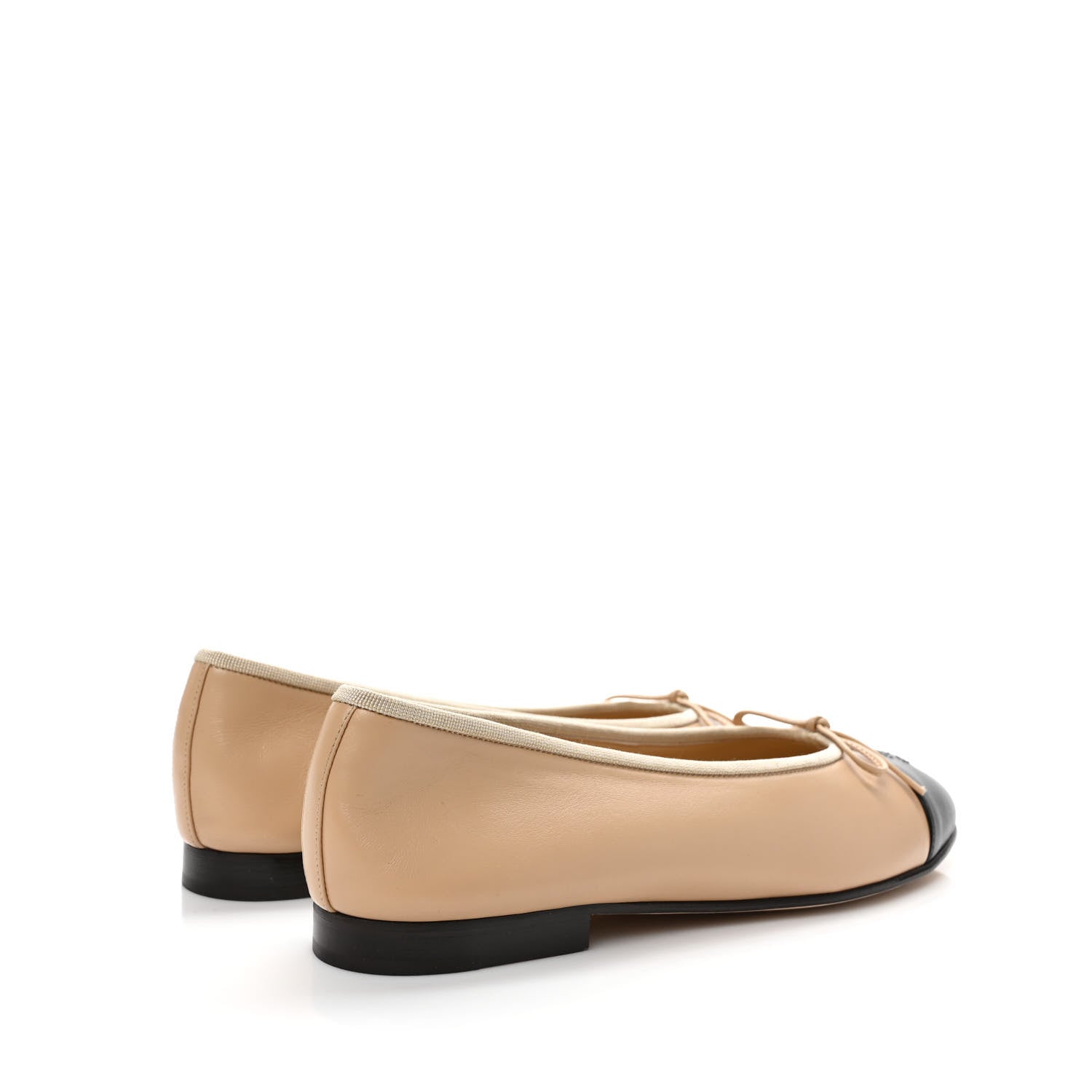 Chanel Lambskin Cap Toe CC Ballerina Flats 39 Beige Black 4 of 9