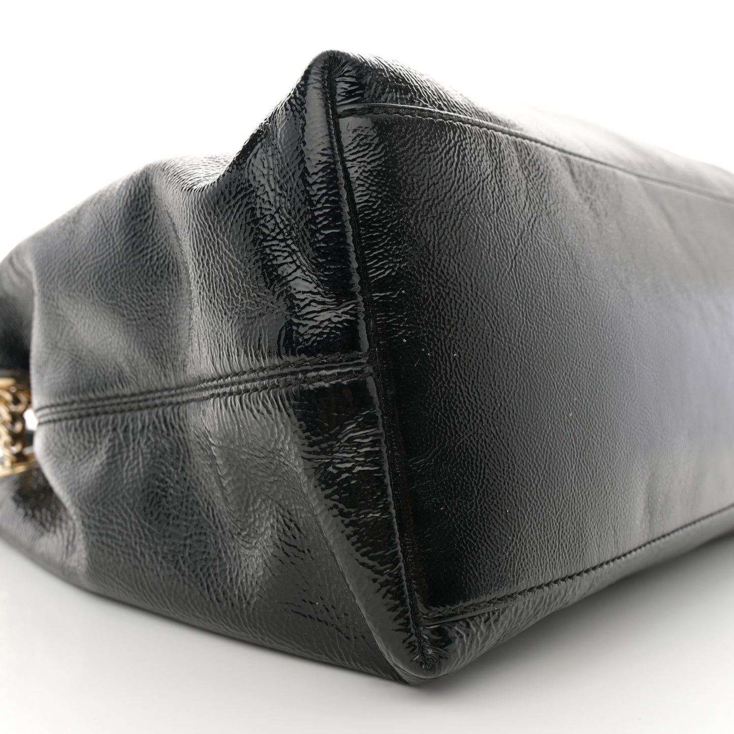 Patent Medium Soho Chain Shoulder Bag Black