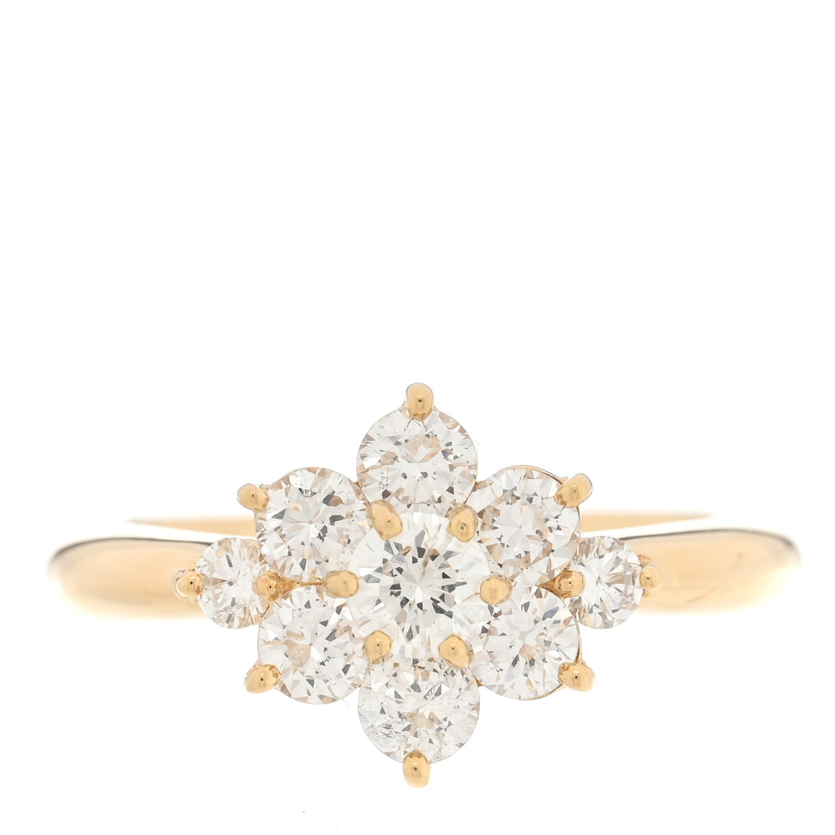 18K Yellow Gold Diamond 1.00ctw Flower Ring 51 5.75