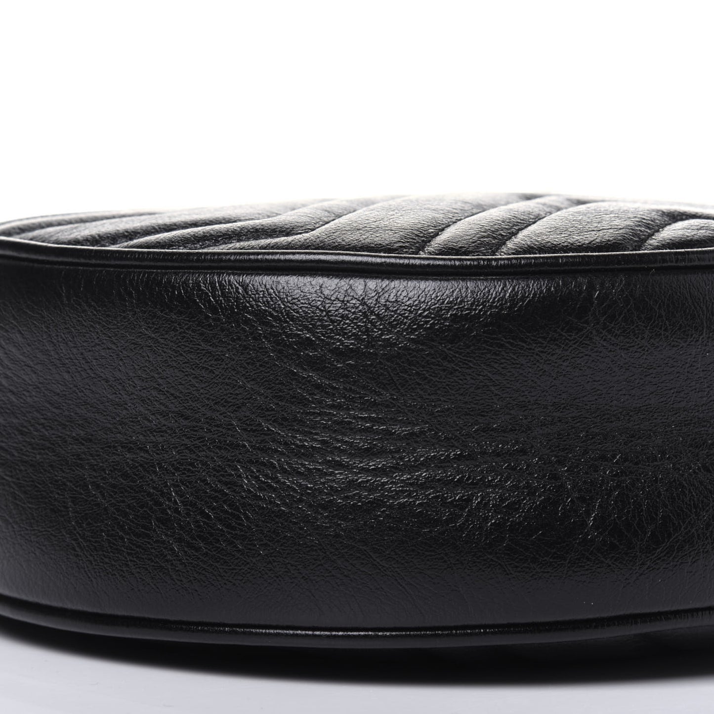 Azalea Calfskin Matelasse Heart Mini GG Marmont Round Shoulder Bag Black
