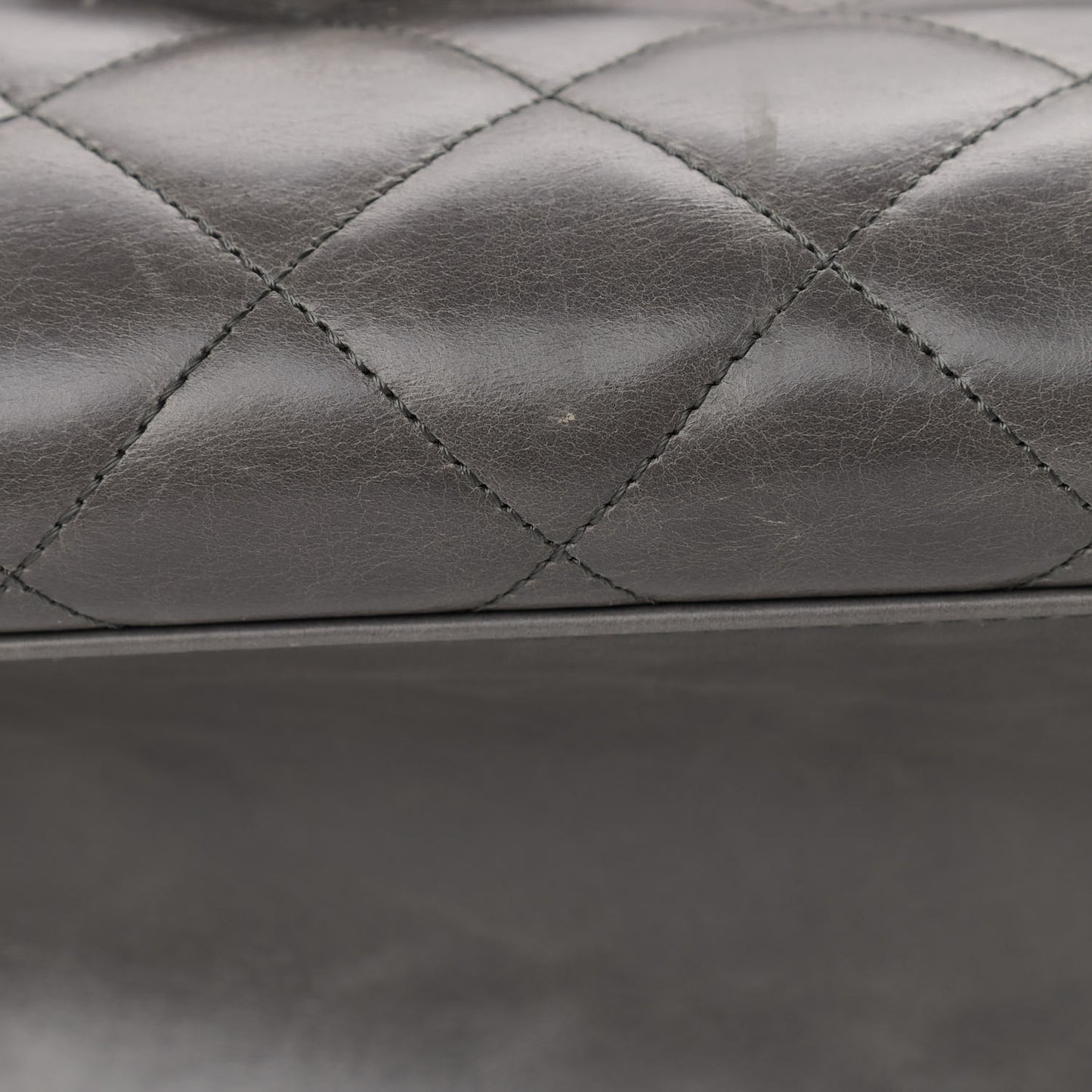 Glazed Calfskin Quilted Large CC Delivery Tote Grey
