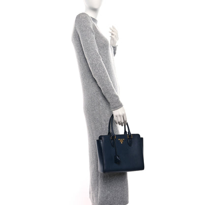 Prada Saffiano Soft Calfskin Small Zippered Tote Baltico 2 of 8