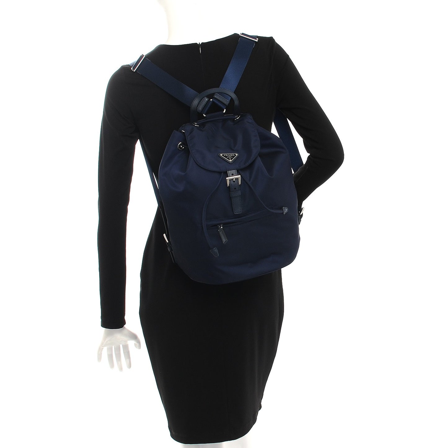 Nylon Vela Saffiano Medium Cinch Backpack Baltico