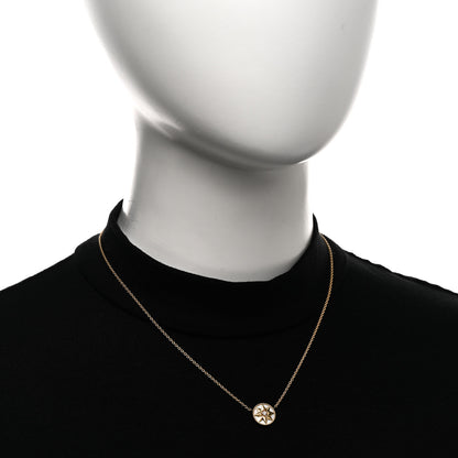 Christian Dior 18K Yellow Gold Diamond Mother of Pearl Rose Des Vents Necklace 2 of 6