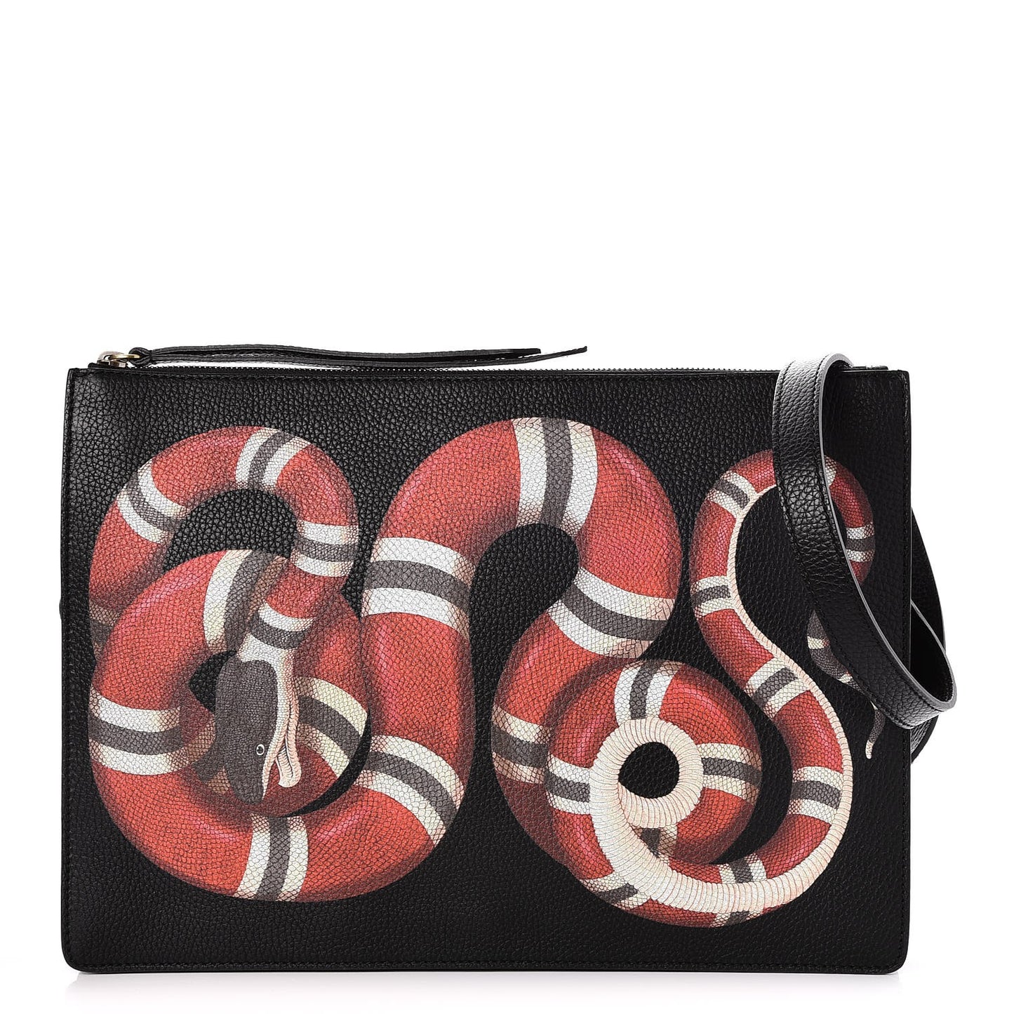 Calfskin Kingsnake Print Messenger Black