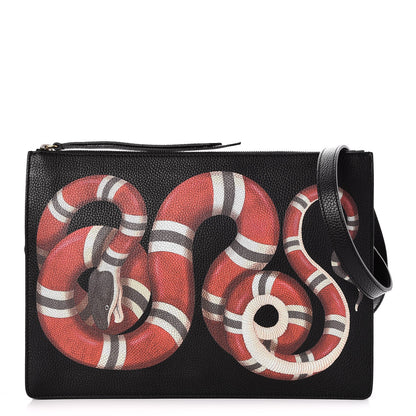 Gucci Calfskin Kingsnake Print Messenger Black 1 of 7