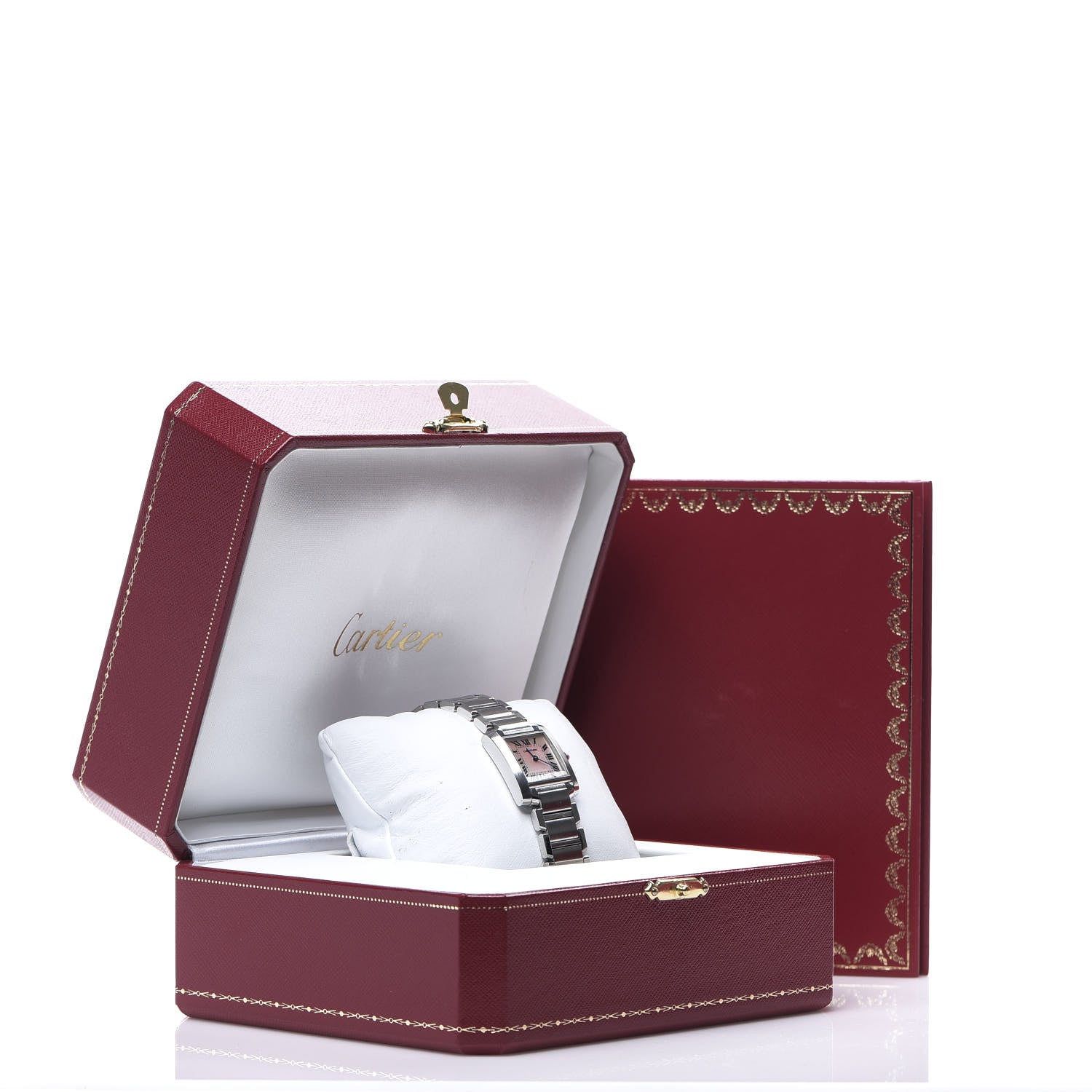 Cartier Stainless Steel Pink Mother of Pearl 20mm Tank Francaise Quartz Watch 8 of 8