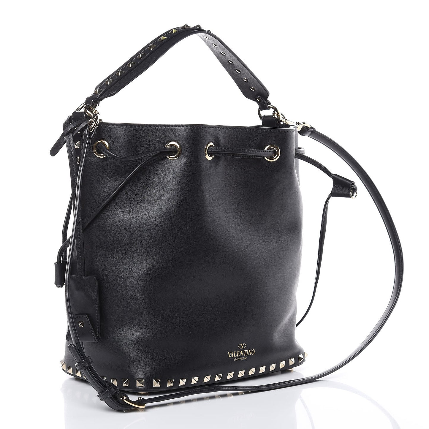 Vitello Rockstud Bucket Bag Black