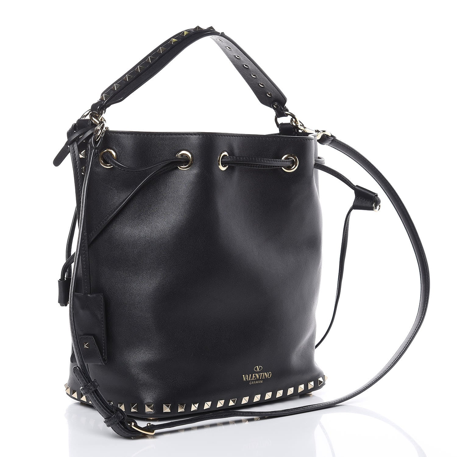 Valentino Garavani Vitello Rockstud Bucket Bag Black 4 of 14