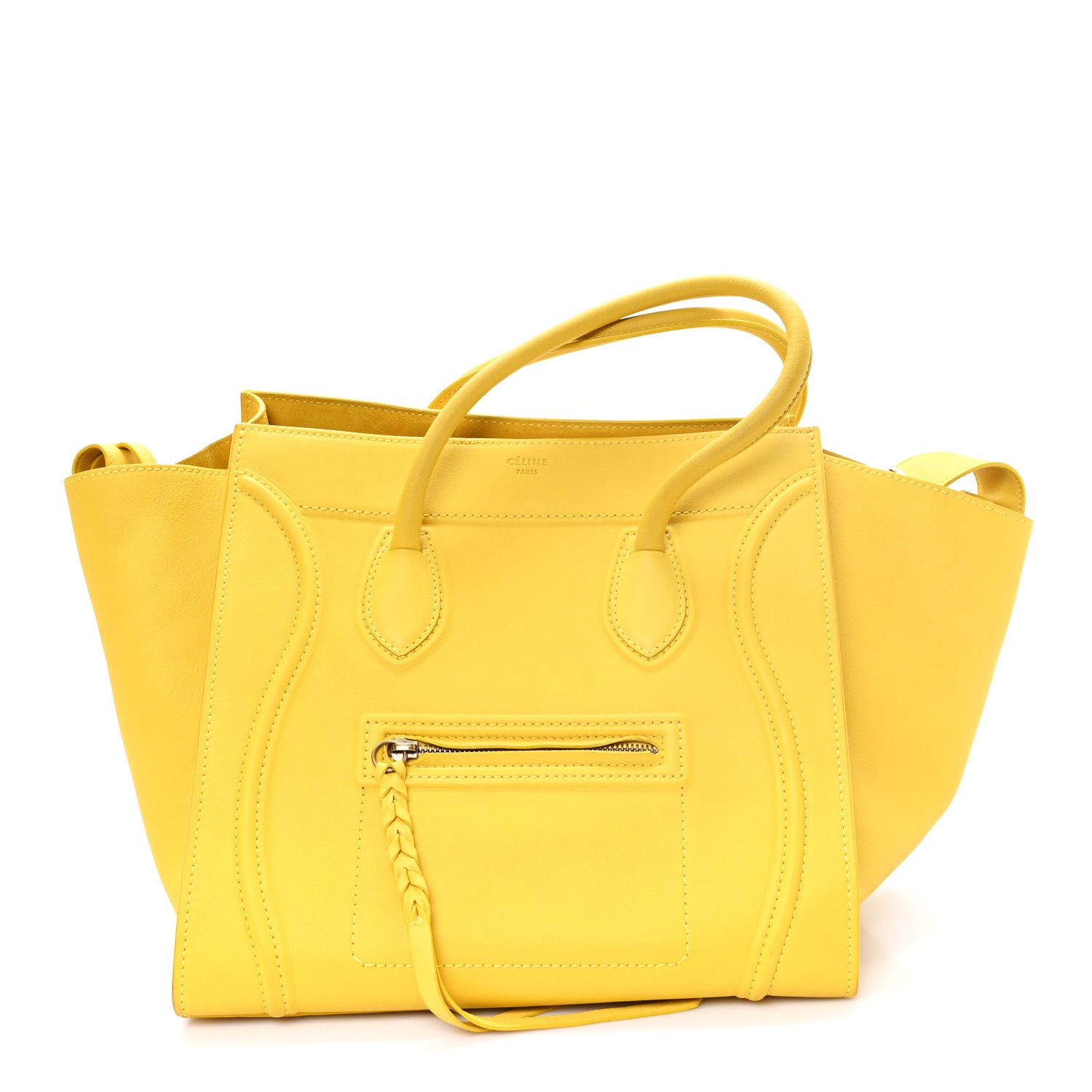 Celine Grained Calfskin Medium Phantom Luggage Sun Yellow 1 of 11