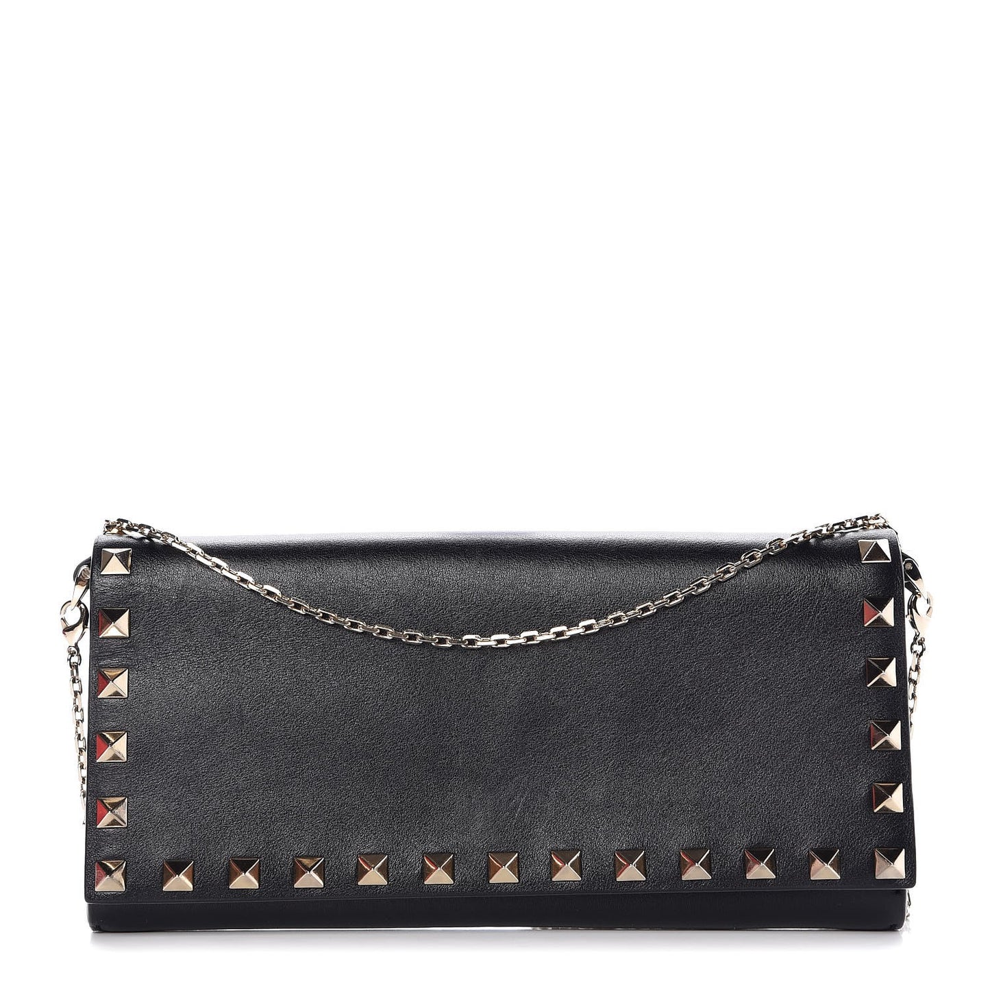 Vitello Rockstud Flap Wallet on Chain Black