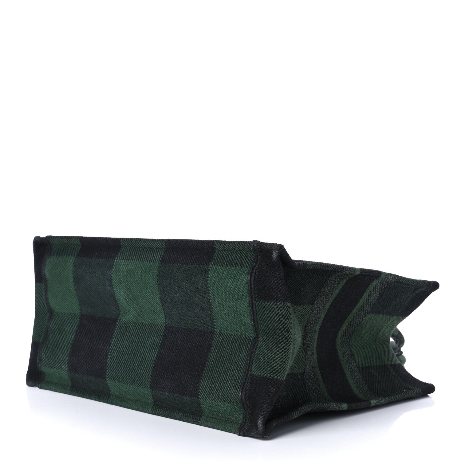 Christian Dior Canvas Embroidered Medium Checkered Book Tote Black Green 8 of 10