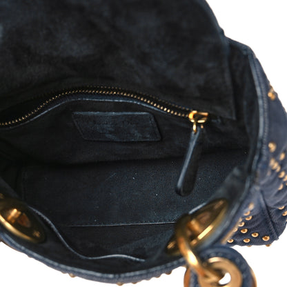 Christian Dior Denim Cannage Studded Mini Lady Dior Navy 5 of 9