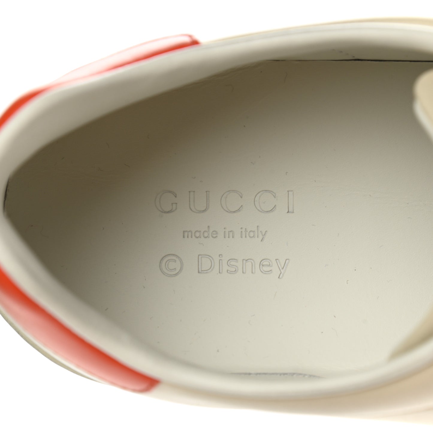 X DISNEY Miro Soft Calfskin Mickey Mouse Print Womens Ace Sneakers 38.5 Ivory Deep Orange